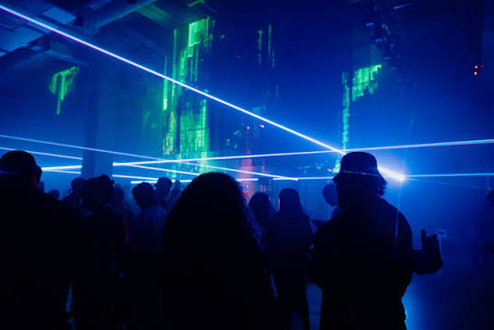 Blue laser club crowd